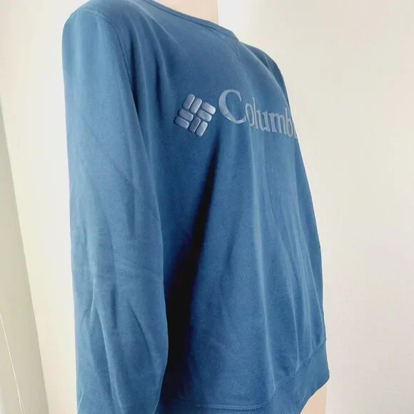 Columbia Men's Blue Logo Fleece Long Sleeve Crewneck Pullover Sweatshirt Size XL - Picture 7 of 9